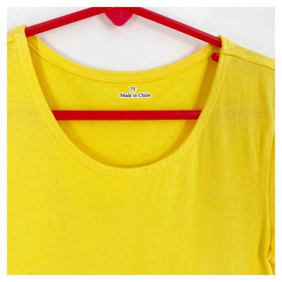 Bright yellow pullover drop waist dress 100% Cotton Size 7T - Picture 2 of 5